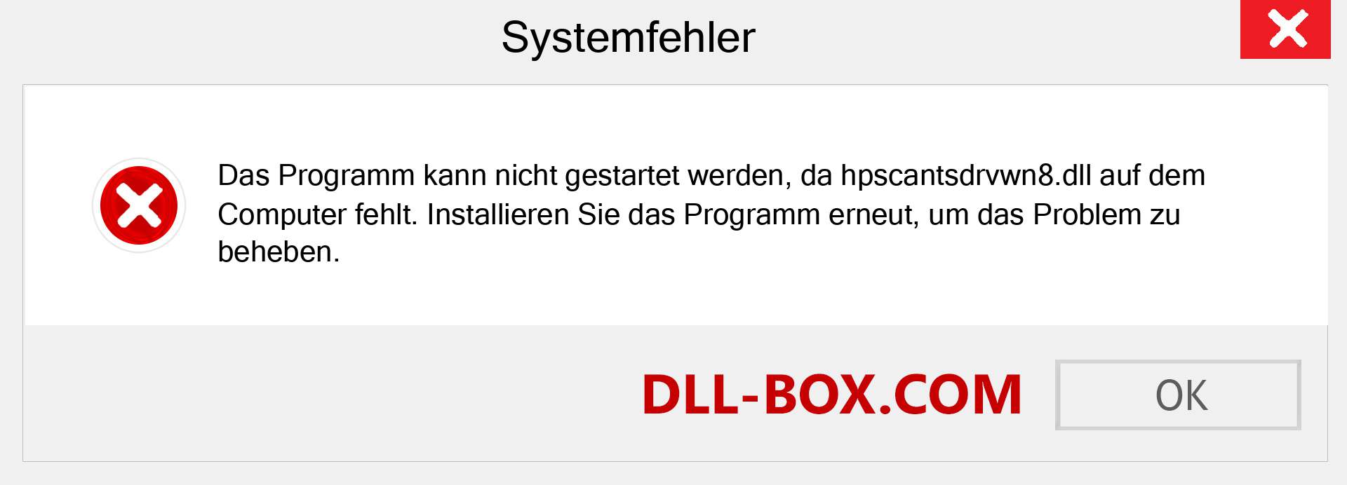 hpscantsdrvwn8.dll-Datei fehlt?. Download für Windows 7, 8, 10 - Fix hpscantsdrvwn8 dll Missing Error unter Windows, Fotos, Bildern