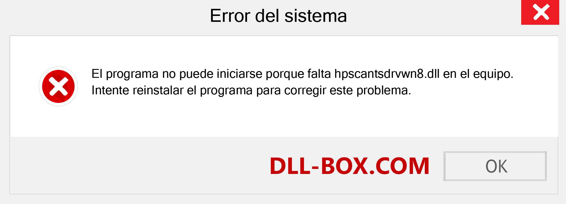 ¿Falta el archivo hpscantsdrvwn8.dll ?. Descargar para Windows 7, 8, 10 - Corregir hpscantsdrvwn8 dll Missing Error en Windows, fotos, imágenes